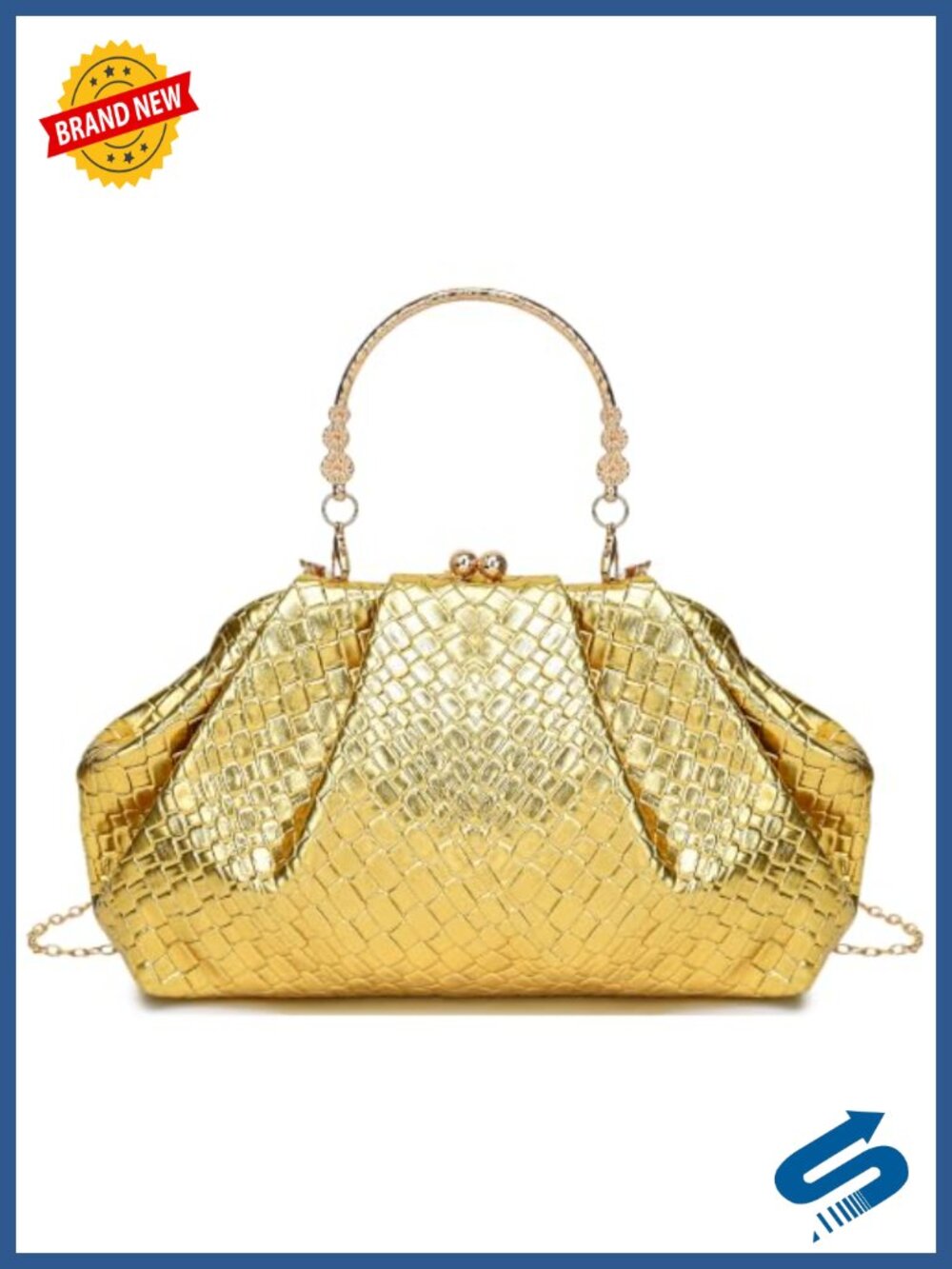 Woven Leather Clutch Purse with Wristlet Handle for Evening Party